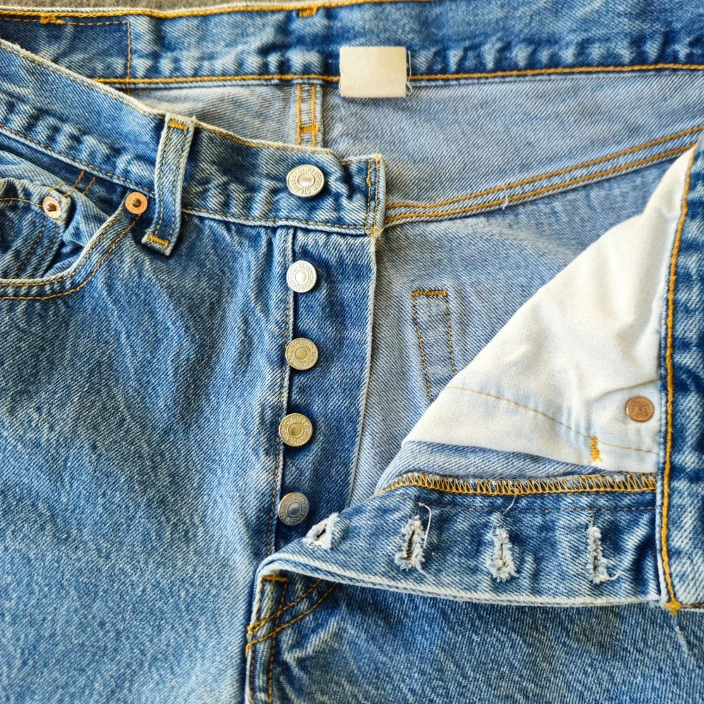 Vintage 90s Levi's 501 XX Button Fly Faded Raw Hem Jeans Label 30x36 Act 30x28.5